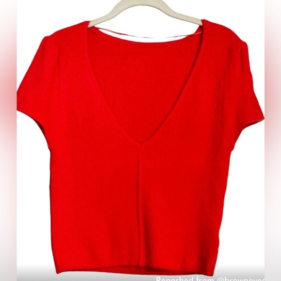 NWT Free people Keep Me Warm Crop Sweater XL 17” P2P + Red Pop - Picture 3 of 3